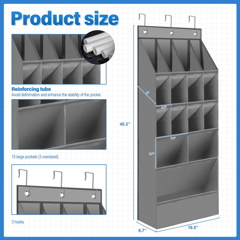 LTBLumos Water Bottle Organizer,Over The Door Organizer with 16 Pockets,Various
