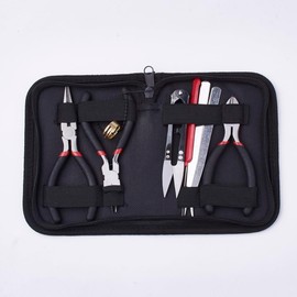 Gelirda 8Pcs Complete Black Jewelry Supplies Set Construction Pliers Tool Kits for Jewery Making Craft Wire Wrapping Repair Beading