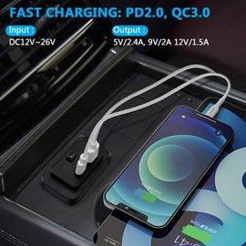 ON OFF Switch 12V USB Outlet for RV Camper QC 3.0 USB PD Car Charger Socket Wall Panel in Boat Marine ATV Bus Truck