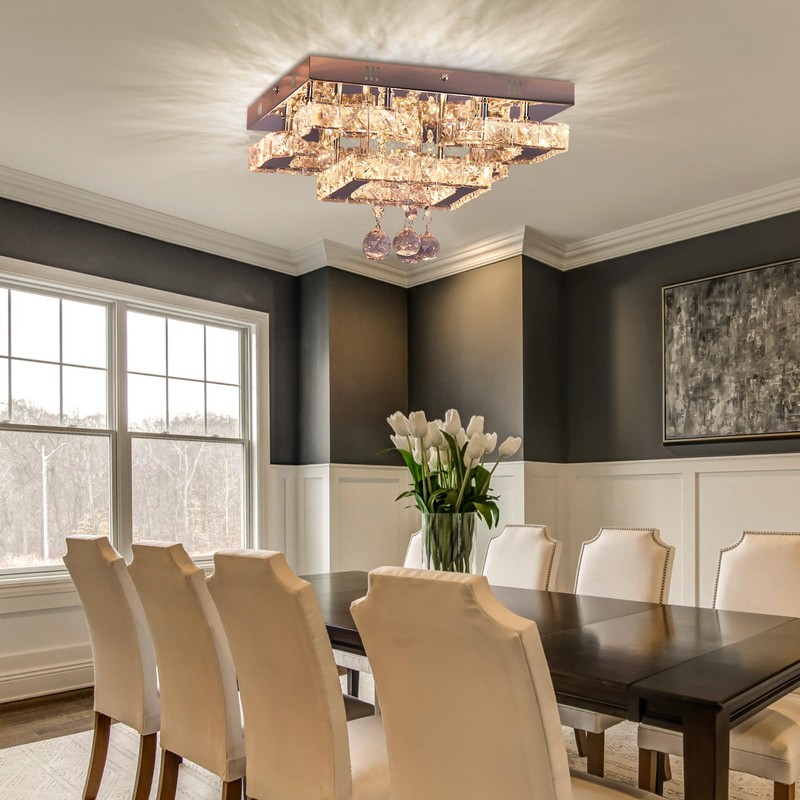 CXGLEAMING 11.8" Modern Crystal Chandelier LED Ceiling Light Fixture Suitable