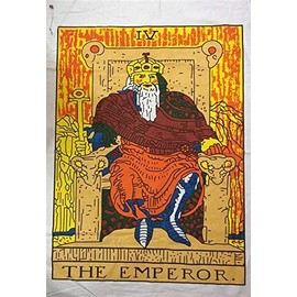 Indian Consigners Tarot Cards Tapestry The Emperor Colorful Small Tapestry Cotton Posters Medieval Europe Tapestry(100 cm x 75 cm) (The Emperor)