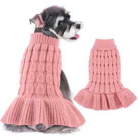 AOFITEE Dog Cat Sweater, Warm Turtleneck Small Dog Sweaters for Girls Thick Knitted Puppy Sweater, Solid Dog Sweatshirt Winter Pet Sweater for for Chihuahua, Bulldog, Dachshund, Yorkie