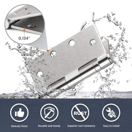 SORGMACH 304 Stainless Steel 4.5 Inch Commercial Hinges Brushed Satin Nickel Ball Bearing Doors Hinges Square Corners Interior and Exterior Door Hinges- 3 Pack