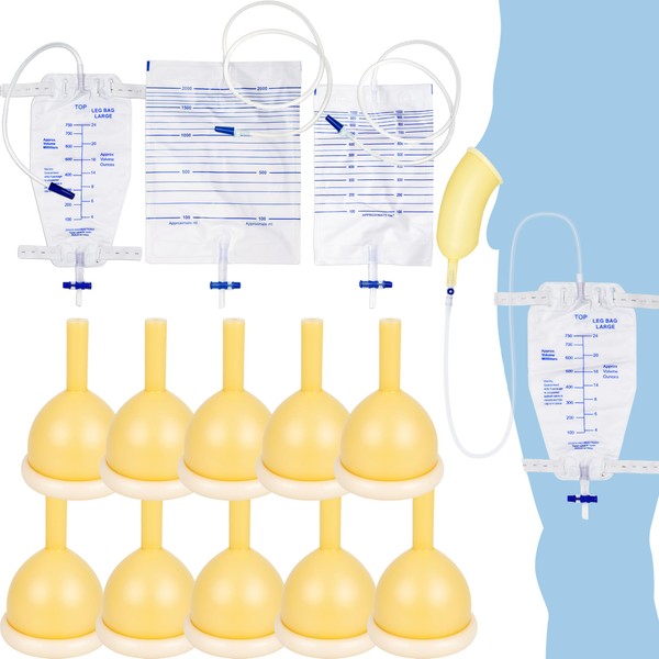 10 Pack Latex Catheter Set with 2*Drainage Bags(2000ml&1000ml) 1 *