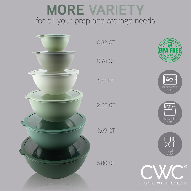 COOK WITH COLOR Mixing Bowls with Non Slip Bottom -