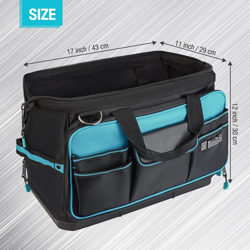 DURATECH 17" Wide Mouth Tool Bag, Large Storage 32 Pocket
