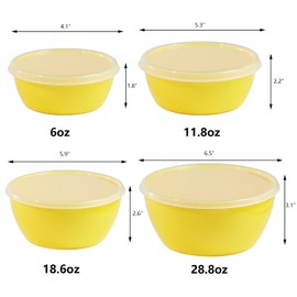 ATRDTO Set of 4 Plastic Prep Bowls with Lids，Microwave and Dishwasher Safe,Ideal for Baking, Prepping, Cooking and Serving Food (Yellow)
