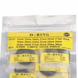 950PCS O Ring 15 Sizes Rubber O Ring 0.5mm Black Hose O Ring Kit for Air Gas Plumbing Sealing Repair Pressure Washer O Ring (0.5mm)