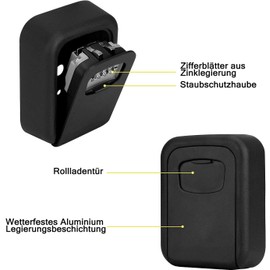 Outdoor Key Safe with Number Code - Key Hiding Place for Outdoor Waterproof Combination Key Safe Box for Outdoor Use, Zinc Alloy Key Box with Resettable Code for Home Replacement Keys