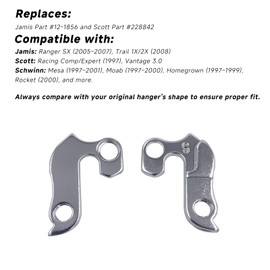 TerchPilet Rear Derailleur Hanger-7, Aluminum Alloy Replacement for Jamis #12-1856, Scott #228842 – Fits Scott, Jamis, Schwinn & More – Includes Mounting Screws (Silver)
