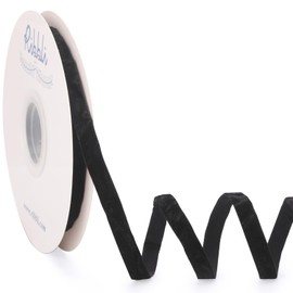 Ribbli Black Velvet Ribbon 3/8 Inches Luxury Crinkled Black Christmas Ribbon for Gift Wrapping Crafts Home Decor-Continuous 10 Yard