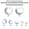 300 Pcs Stainless Steel Washers, M3 M4 M5 M6 M8