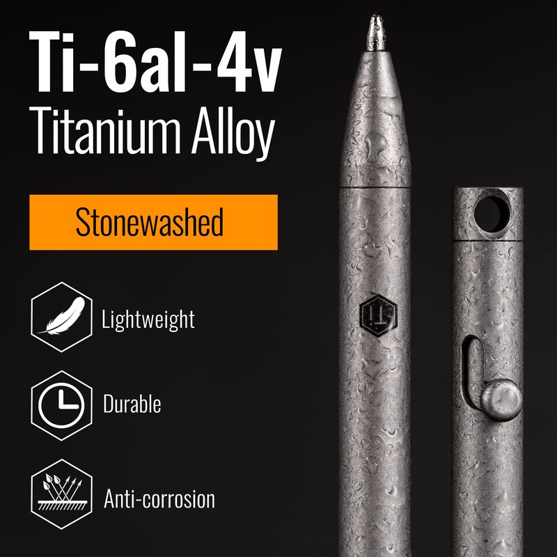 KeyUnity KP00 EDC Bolt Action Titanium Ballpoint Pen, High-Quality Pen