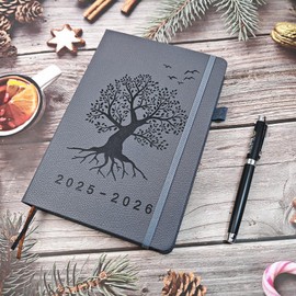 2025-2026 A5 Daily Planner - Diary 2025-2026 Day Per Page, July 2025 to June 2026, 12-Month Productivity Planner with Colorful Tabs, Inner Pocket, 5.9" x 8.5"(Grey)