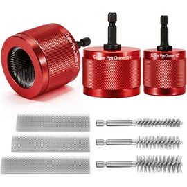 9Pcs Copper Pipe Cleaner for Drill Set, 1/2" 3/4" 1" Copper Pipe Cleaner with 1/4" Hex Shank, Replaceable Stainless Steel Brush Blades, Inner Wall Metal Tube Cleaner for Plumbing Removing Rust Stain