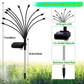 Kohlrabi Solar Garden Lights Outdoor, 6 Pack 60 LED Solar Purple Firefly Lights Waterproof, Sway by Wind, Swaying Light for Yard Patio Backyard Garden Planter Flower Bed Pathway Decoration