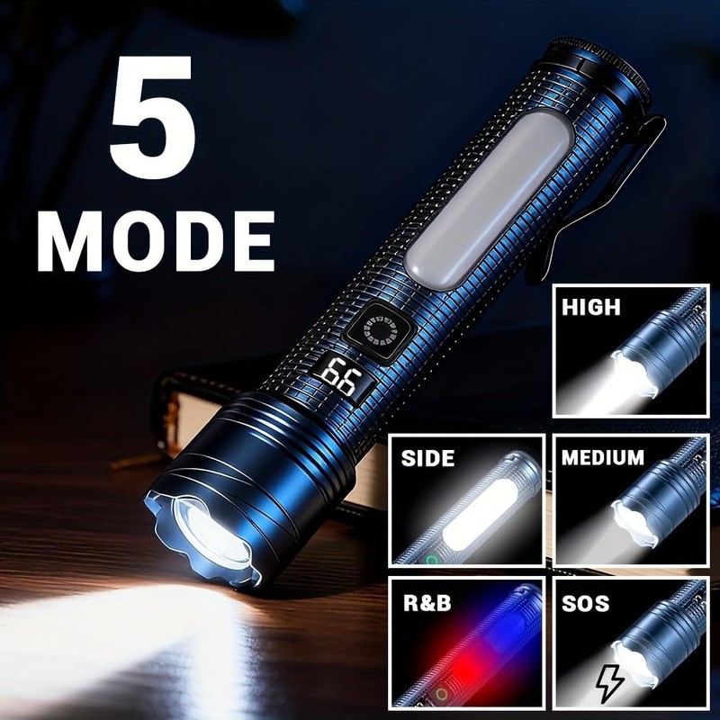 Skywolfeye 2 Pack Rechargeable Flashlights High Lumens, 5 Modes Led