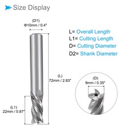 CoCud 4-Flute Spiral End Mill Bits, 9mm Diameter 22mm Length, High Speed Steel Straight Milling Cutter with Storage Case- (Applications: for Plywood Hardwood Plastic),