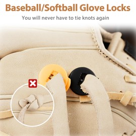 Glove Locks, 8-Pack Baseball/Softball Glove Lace Locks – Vibrant Colors, No Retie Knots, Spring-Lock Tech, Durable Design. (Mixed Black-Yellow)