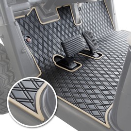 Xtreme Mats Compatible with EZGO RXV Golf Cart Mat, Full Coverage Golf Cart Floor Liner Mat - Only Fits EZGO RXV (2008-2022) & 2Five (2009+) (Beige Trim)