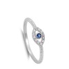 Boho Evil Eye Blue Simulated Sapphire Polished Ring .925 Sterling