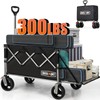 Overmont Collapsible Wagon with Tailgate - 49.2" Extended Heavy Duty
