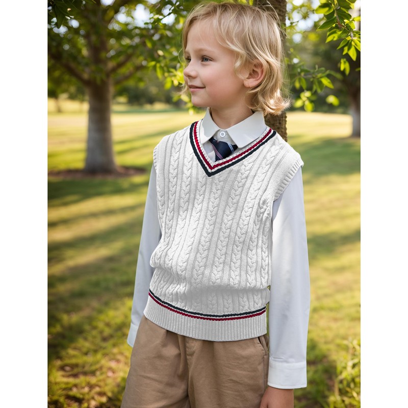 BOBOYOYO - Chaleco unisex de punto trenzado 100% algodón, uniforme