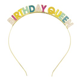 CHEERYMAGIC Birthday Headband Colorful Birthday Queen Headband Birthday Crown Tiara Party Hats Hair Accessories for Girls WomenGifts Birthday Party Decorations A8SRNWTG