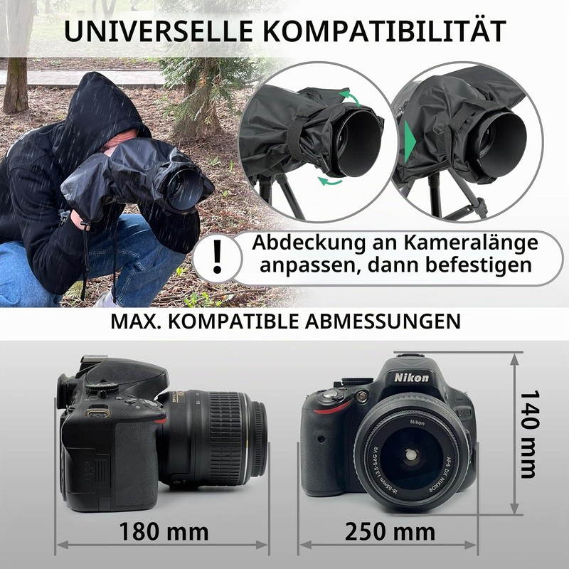 MyGadget Camera Rain Cover with Transparent Window for Lenses up