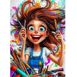 AIRDEA Painter Diamond Art Painting Kits for Adults,5D Diamond Dots Kits for Beginner,Energetic Painter Peinture Diamant Kits 30x40 cm,Round Full Drill