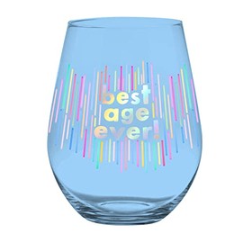 Slant Collections Jumbo Stemless Wine Glass, 30-Ounce, Best Age Ever