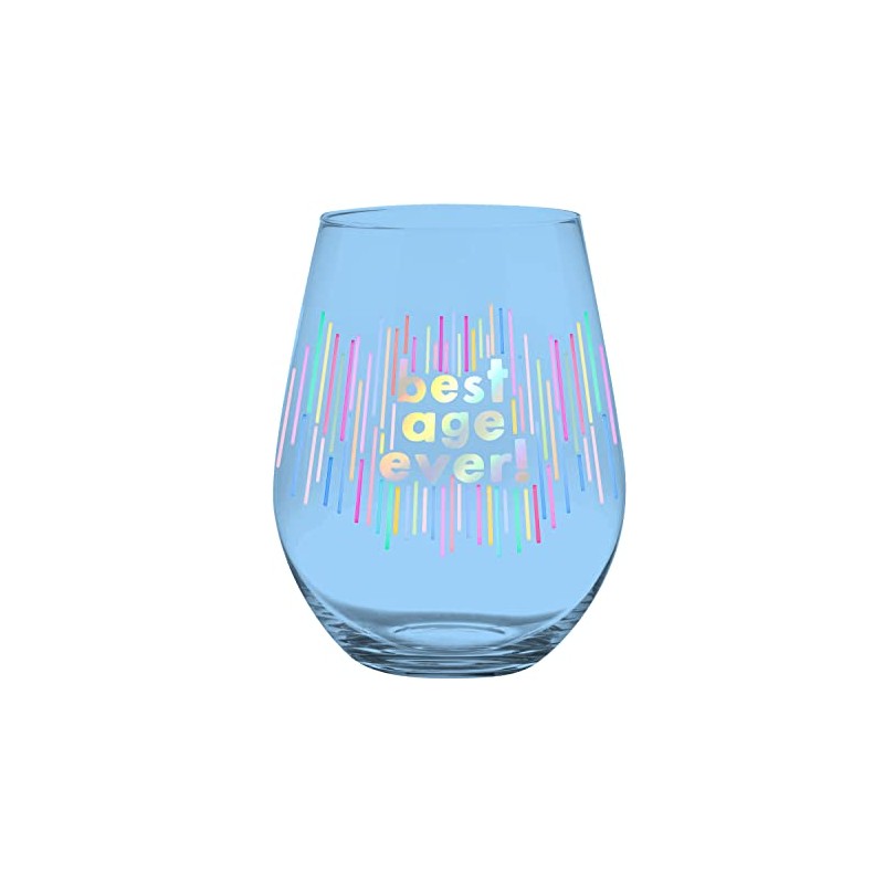 Slant Collections Jumbo Stemless Wine Glass, 30-Ounce, Best Age Ever