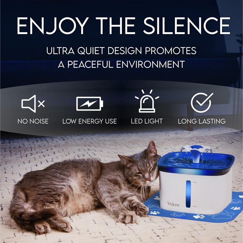 Veken Innovation Award Winner 95oz/2.8L Pet Fountain, Automatic Cat Water