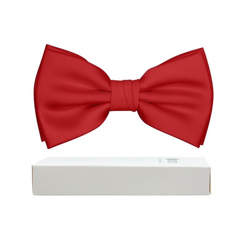 BEWDIO Adjustable Red Bow Ties for Men, Solid Color Pre-Tied