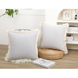 NUYECY Set of 2 Light Blue Boho Throw Pillow Covers 30 x 30,Euro Sham Pillow Covers,Decorative Large Pillow Cover Pillow Case Cushion Cover for Bed Sofa Couch Farmhouse Living Room