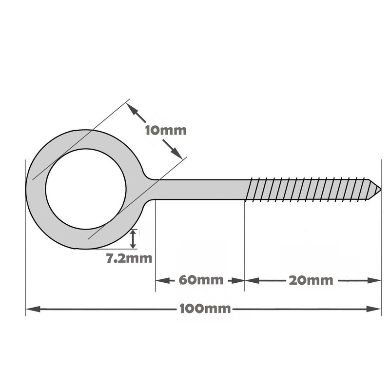 Fort Fasteners Steel Vine Eyes 100mm x 7.2mm (4 Inch)