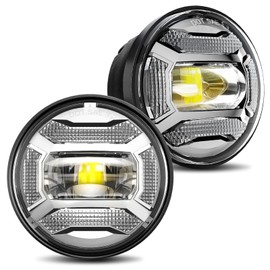 LX-LIGHT DOT Chrome 60W 4.5 Inch LED Passing Light with DRL LED Fog Lamps for Motorcycles Auxiliary Light Bulb Motorcycle Projector Driving Lamp