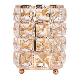 Crystal Makeup Brush Holder European Style Rounded Crystal Glass Cosmetic OrganizerGold