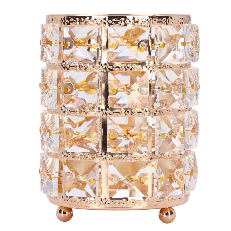 Crystal Makeup Brush Holder European Style Rounded Crystal Glass Cosmetic