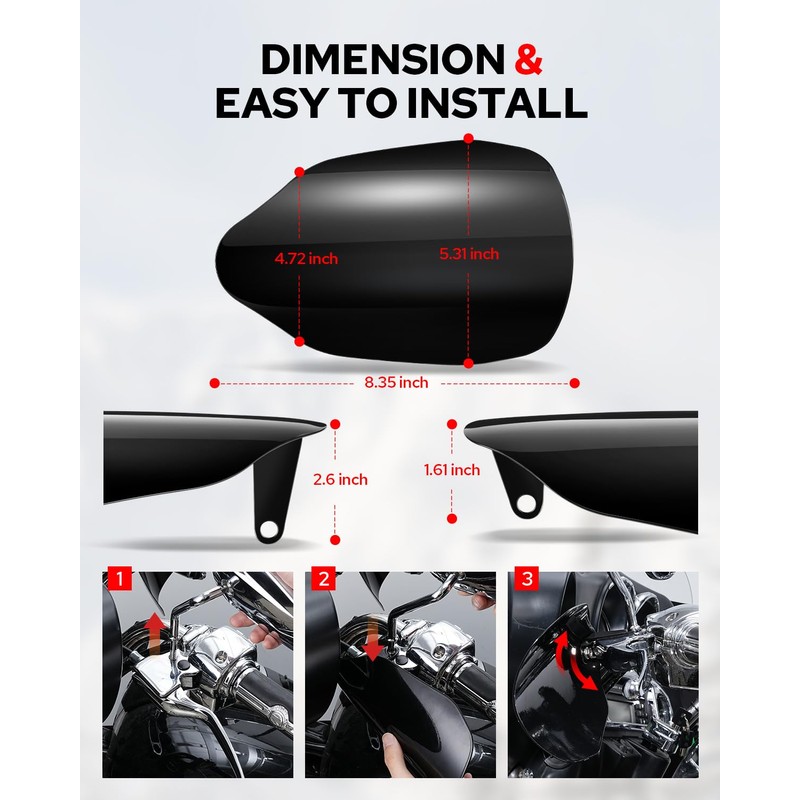 Benlari Stainless Steel Handguards, Larger Hand Guards Fit for Harley