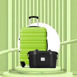 LONG VACATION Luggage Set 4 Piece Luggage with ABS hardshell TSA Lock Spinner Wheels Carry on Suitcase (APPLE GREEN, 6 piece set)