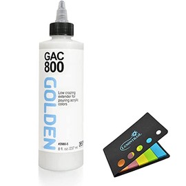Golden GAC 800 Medium, Low Crazing Extender for Pouring Acrylic Paint, Pouring Medium, Good for Adhesion to Chalky Surfaces, Bundle with Sticky Notes