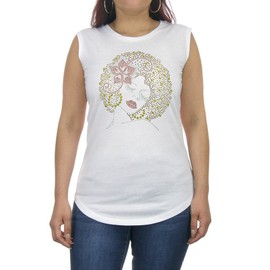 DivaDesigns Flower in her Hair Rhinestone Bling Scoop Neck Sleeveless T-Shirt Medium