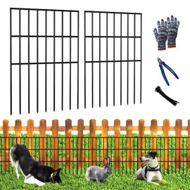 QIEGL 25pcs Garden Fence Animal Barrier 27ft(L) X 17in(H) No Dig Barrier Fencing Dog Rabbits Blocker 9 Vertical Metal Wire Rustproof Border Decorative Fences for Outdoor, Yard, Patio