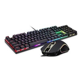 Juego de teclado mecánico para juegos, mouse para juegos, teclado retroiluminado RGB LED para Windows y Mac PC Gamers                                 