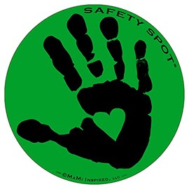 Safety Spot Magnet - Kids Handprint for Car Parking Lot Safety - Colored Background with Handprint (Green)