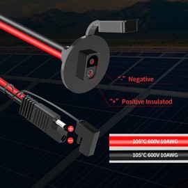 ELFCULB 10AWG 2FT Power SAE Socket Sidewall Port to SAE Connecters Extension Cable, with 10A 15A 20A 25A 30A Fuse, Reverse Adapter Quick Disconnect Weatherproof, for Solar Panel, Motorcycle, Car