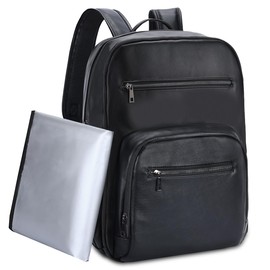 VASCHY Diaper Bag Backpack for Mum Dad, Unisex Large Waterproof Vegan Leather Baby Bag with Changing Pad,Insulated Pockets,Padded Laptop Sleeve for Travel,Black