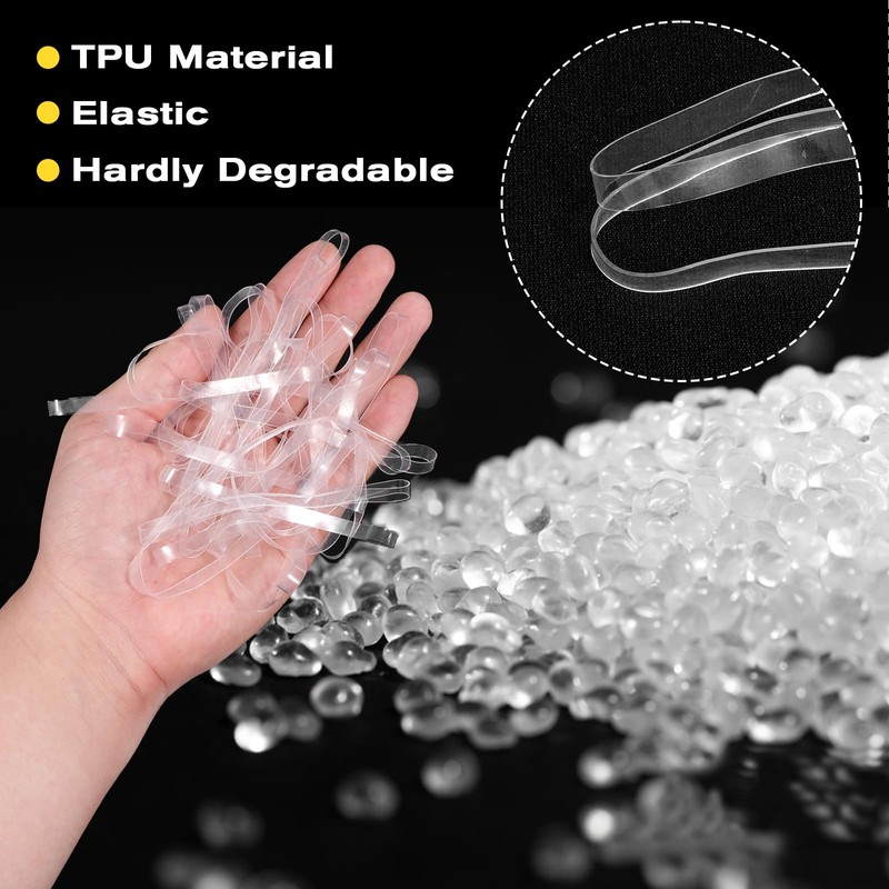 50 Pcs Clear Rubber Bands 200x5mm (Perimeter x Width) Transparent