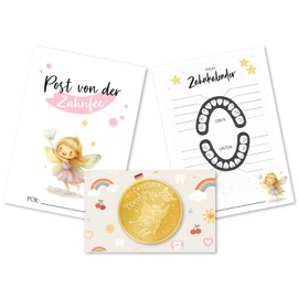 Zahnfee Geschenkset für Kinder – Zahnfee Münzen mit Goldener Glücksmünze, Urkunde und Zahnzertifikat – Perfekt für den ersten Zahnverlust und besondere Erinnerungen
